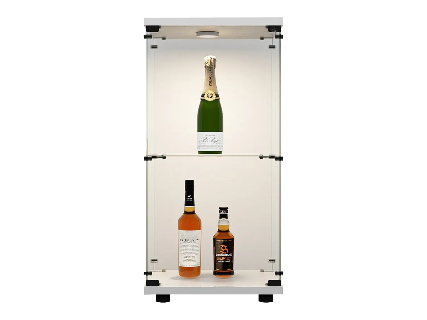 Vitrina* Vitrine de vidro com parede dupla, 40*86*36,5 cm, com fechadura antifurto e iluminação LED, branca. Branco