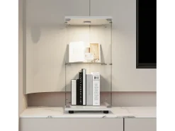 Vitrina* Vitrine de vidro com parede dupla, 40*86*36,5 cm, com fechadura antifurto e iluminação LED, branca. Branco