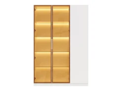 ModernLuxe Vitrine de vidro de 165 cm de altura - Iluminação LED - 3 portas - Prateleiras ajustáveis - MDF + Painéis de partículas -^ Vitrina
