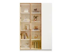 ModernLuxe Vitrine de vidro de 165 cm de altura - Iluminação LED - 3 portas - Prateleiras ajustáveis - MDF + Painéis de partículas -^ Vitrina