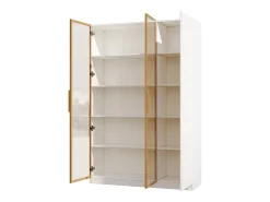 ModernLuxe Vitrine de vidro de 165 cm de altura - Iluminação LED - 3 portas - Prateleiras ajustáveis - MDF + Painéis de partículas -^ Vitrina