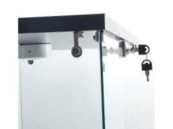 Vitrine de vidro de 163,9 x 36,49 x 80,49 cm, com prateleiras e iluminação LED, armário de curiosidades com porta dupla^ Vitrina