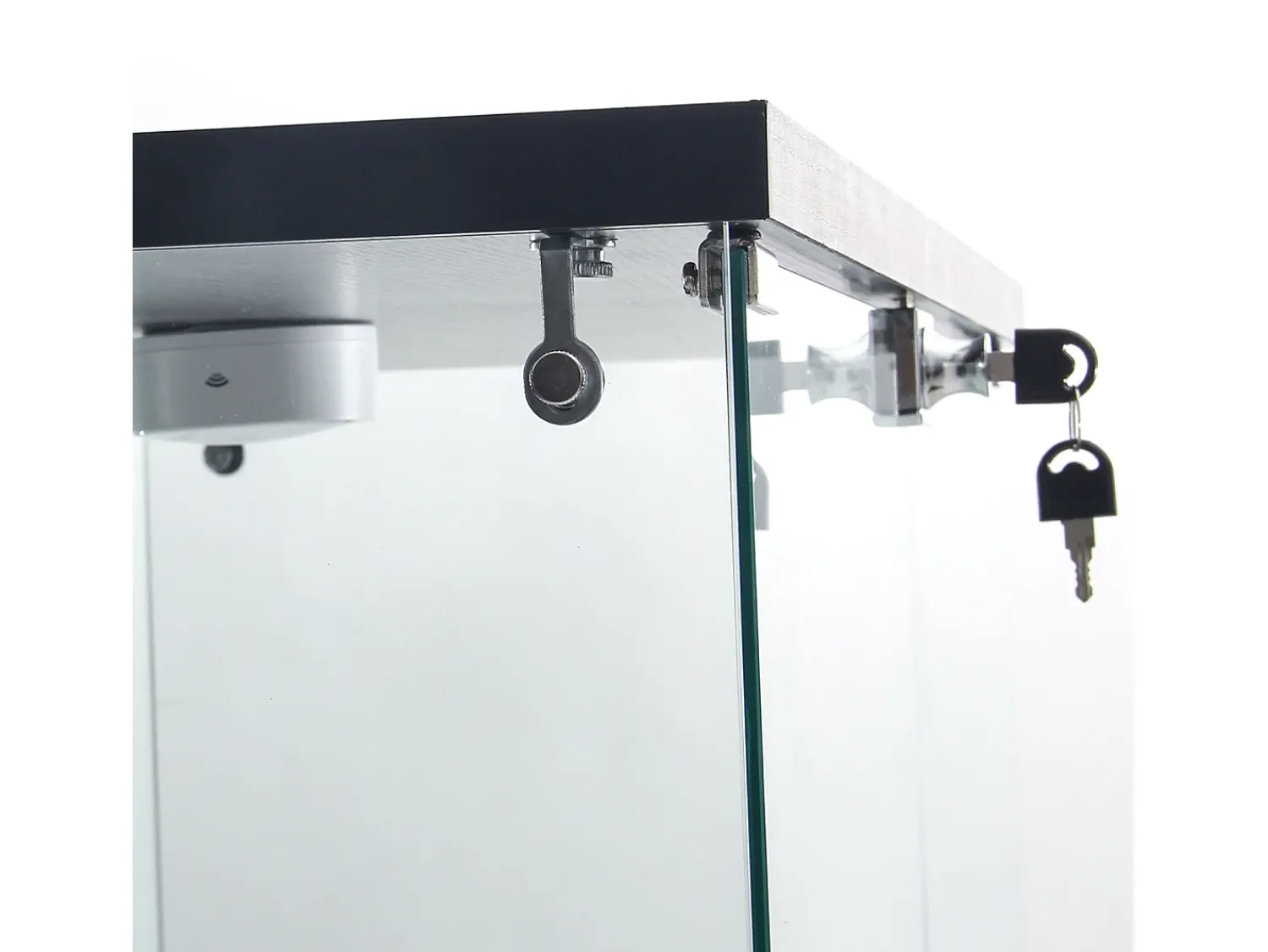 Vitrine de vidro de 163,9 x 36,49 x 80,49 cm, com prateleiras e iluminação LED, armário de curiosidades com porta dupla^ Vitrina