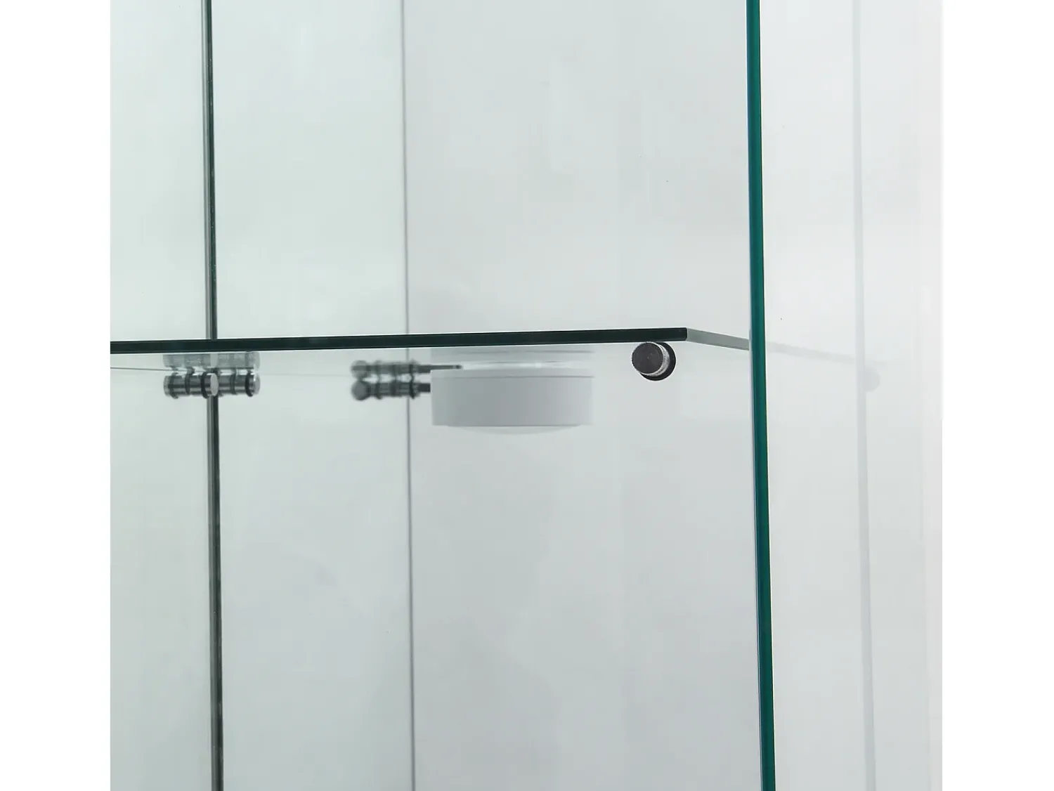 Vitrine de vidro de 163,9 x 36,49 x 80,49 cm, com prateleiras e iluminação LED, armário de curiosidades com porta dupla^ Vitrina