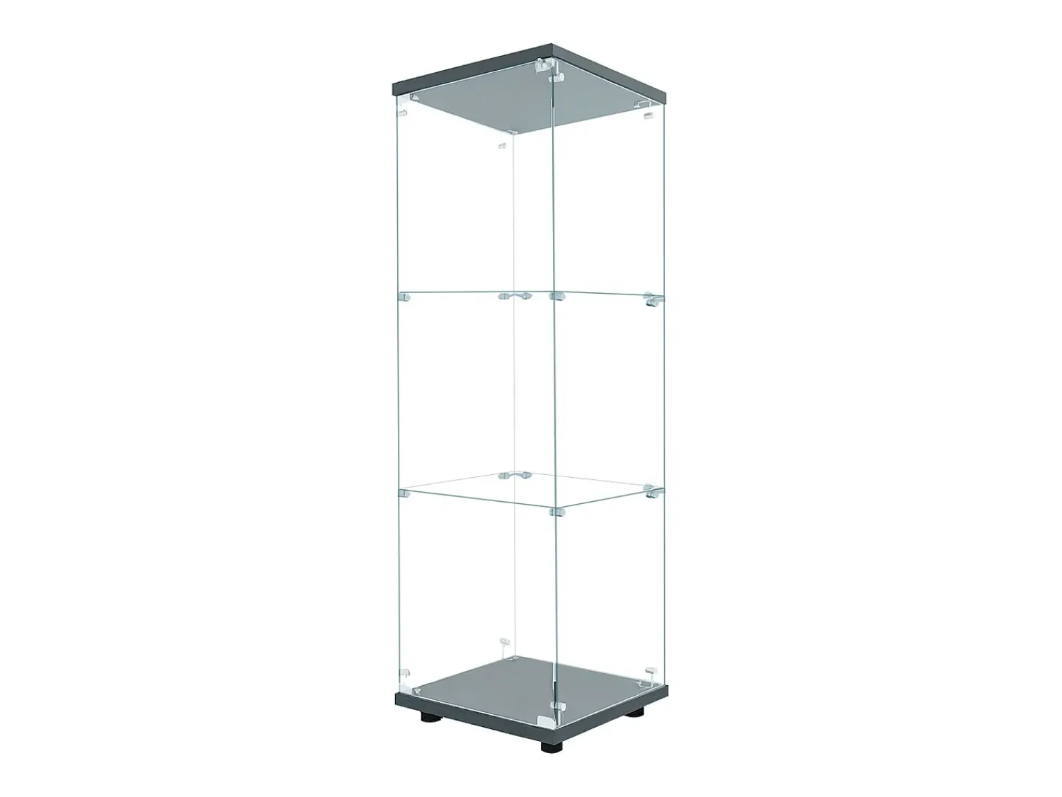 Vitrina* Vitrine de vidro GAHRELPER – 3 prateleiras, 1 porta, vidro temperado, luz LED, branco, 42x36x125 cm Preto