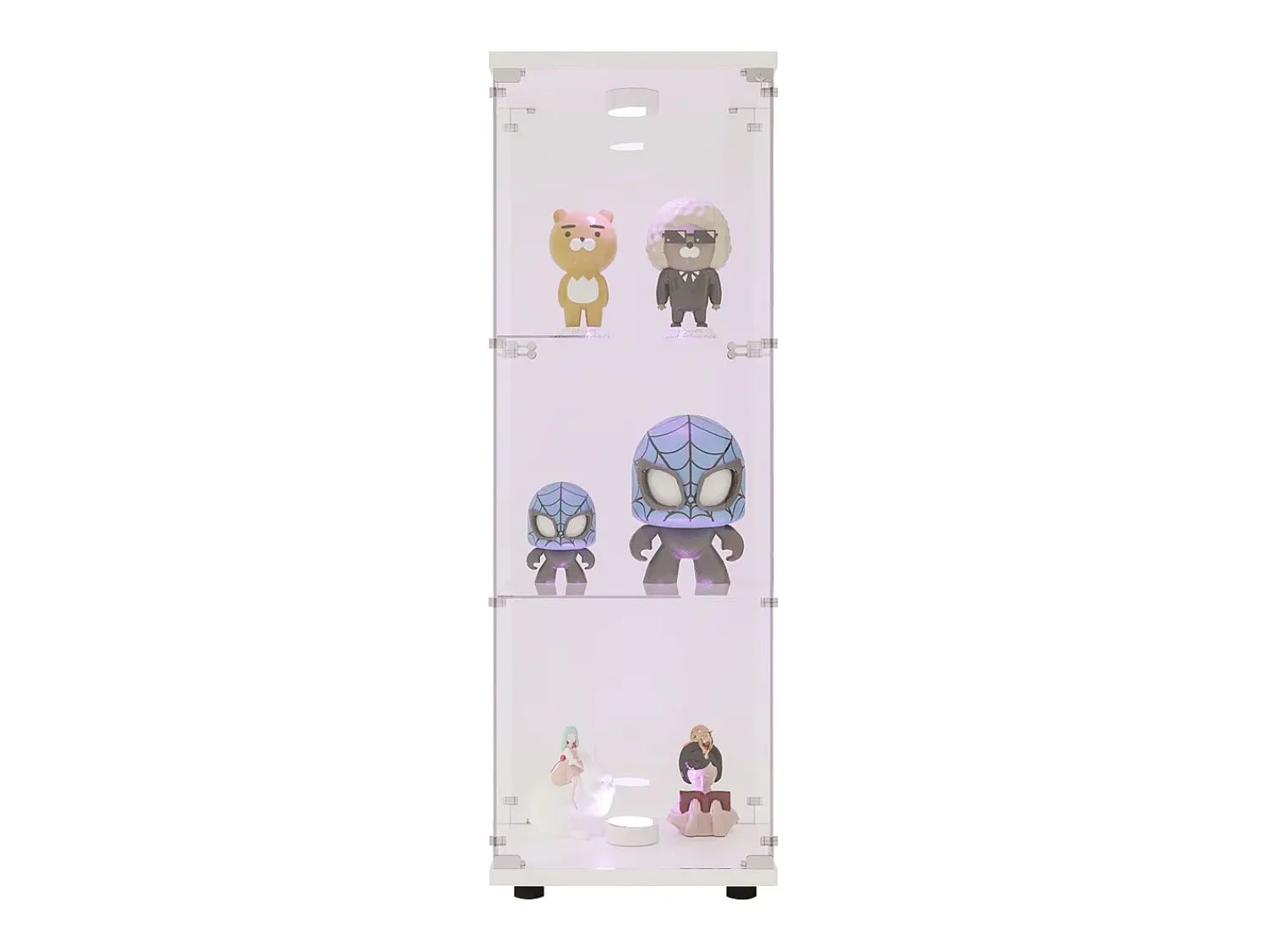 Vitrina* Vitrine de vidro GAHRELPER – 3 prateleiras, 1 porta, vidro temperado, luz LED, preta, 42x36x125 cm Branco