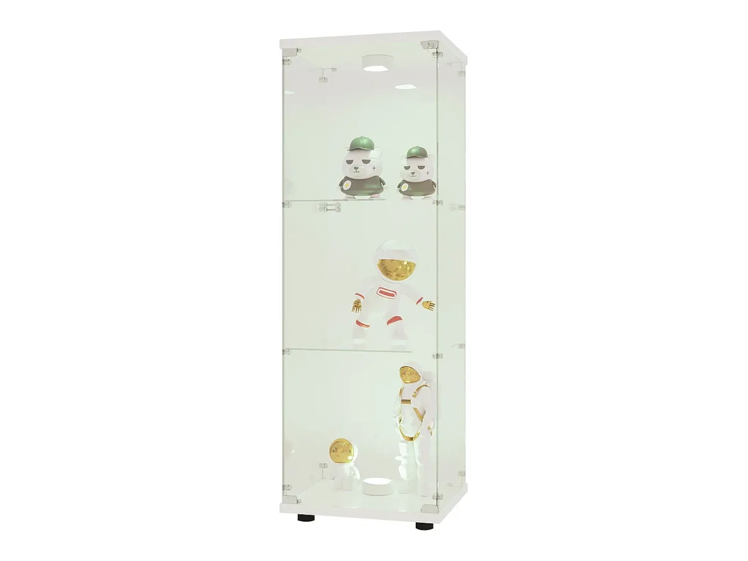 Vitrina* Vitrine de vidro GAHRELPER – 3 prateleiras, 1 porta, vidro temperado, luz LED, preta, 42x36x125 cm Branco