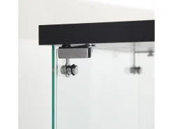 Vitrina| Vitrine de vidro independente, 125 cm, com iluminação LED, fechadura, 1 porta, 3 prateleiras, transparente, preta Preto