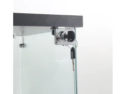 Vitrina| Vitrine de vidro independente, 125 cm, com iluminação LED, fechadura, 1 porta, 3 prateleiras, transparente, preta Preto