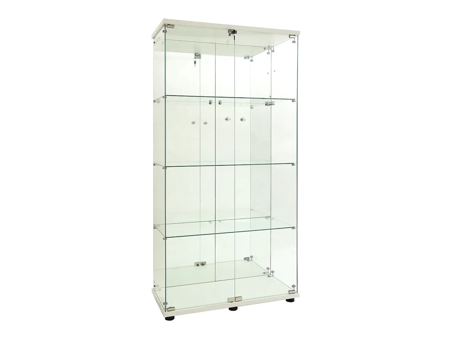 Vitrina| Vitrine de vidro LED – 4 prateleiras, 2 portas, vitrine independente, branca, 80,49 x 36,49 x 163,9 cm Branco