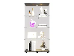 Online Vitrine de vidro LED – 4 prateleiras, 2 portas, vitrine independente, preta, 80,49 x 36,49 x 163,9 cm Preto