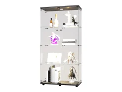 Online Vitrine de vidro LED – 4 prateleiras, 2 portas, vitrine independente, preta, 80,49 x 36,49 x 163,9 cm Preto