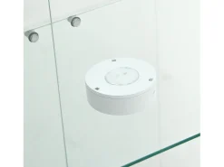Vitrina| Vitrine de vidro sobre suporte, LED, 2 portas com fechadura, 4 compartimentos, para coleções e decoração Branco
