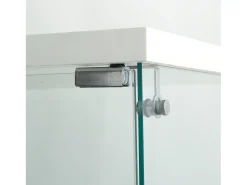 Vitrina| Vitrine de vidro sobre suporte, LED, 2 portas com fechadura, 4 compartimentos, para coleções e decoração Branco