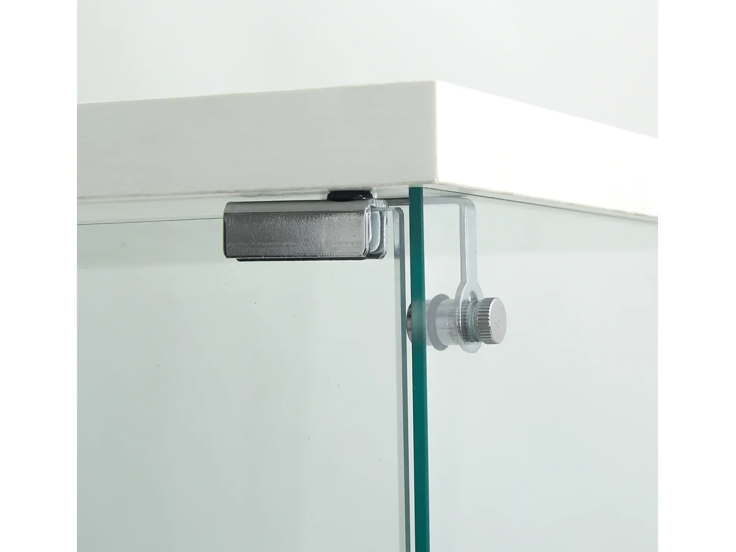 Vitrina| Vitrine de vidro sobre suporte, LED, 2 portas com fechadura, 4 compartimentos, para coleções e decoração Branco