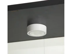 Sale Vitrine de vidro sobre suporte, LED, 2 portas com fechadura, 4 compartimentos, para coleções e decoração Preto