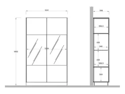 Meublorama Vitrine design 2 portas coleção FANZY. Cor marrom carvalho escuro.^ Vitrina