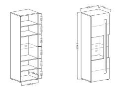 Clearance Meublorama Vitrine design coleção BREDA nas cores fosco e brilhante Branco