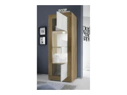 Vitrina|Meublorama Vitrine design com 2 portas coleção ACCESS. Cores e carvalho escuro. Branco