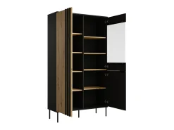 Clearance Meublorama Vitrine design IZO – 2 portas – Ônix & Carvalho claro – 110x195x40 cm Preto