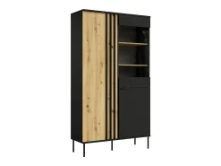 Clearance Meublorama Vitrine design IZO – 2 portas – Ônix & Carvalho claro – 110x195x40 cm Preto