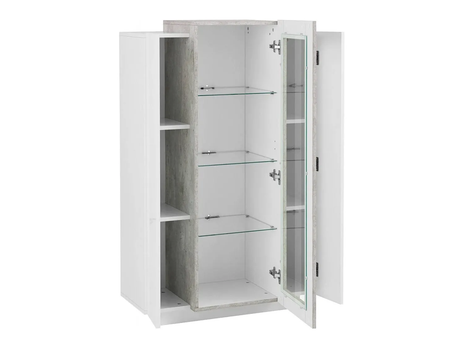 Vitrina|Dmora Vitrine Dfrutt, Aparador com três portas, Móveis de sala multiuso, 100% Fabricado na Itália, 80x38h121 cm, brilhante e concreto Branco