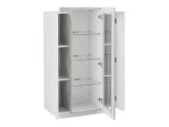 Vitrina|Dmora Vitrine Dfrutt, Aparador com três portas, Móveis de sala multiuso, 100% Fabricado na Itália, 80x38h121 cm, brilhante e concreto Branco