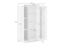 Vitrina|Dmora Vitrine Dfrutt, Aparador com três portas, Móveis de sala multiuso, 100% Fabricado na Itália, 80x38h121 cm, brilhante e concreto Branco