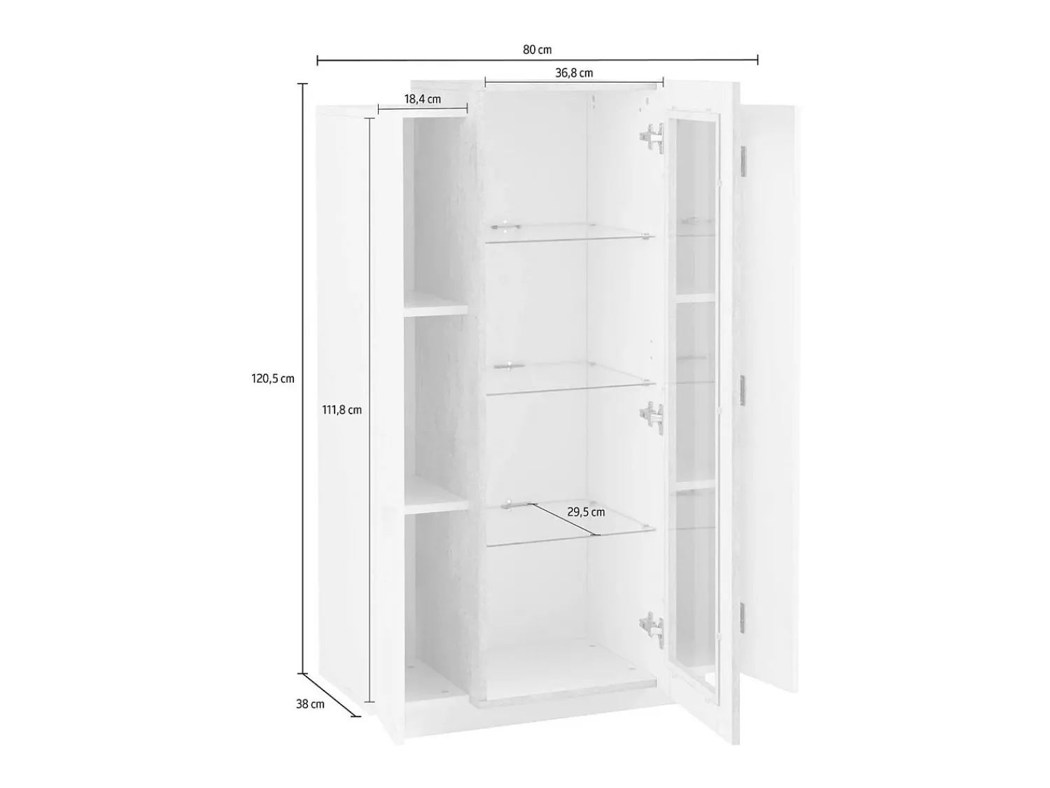 Vitrina|Dmora Vitrine Dfrutt, Aparador com três portas, Móveis de sala multiuso, 100% Fabricado na Itália, 80x38h121 cm, brilhante e concreto Branco