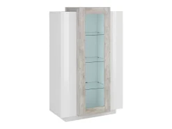 Vitrina|Dmora Vitrine Dfrutt, Aparador com três portas, Móveis de sala multiuso, 100% Fabricado na Itália, 80x38h121 cm, brilhante e concreto Branco