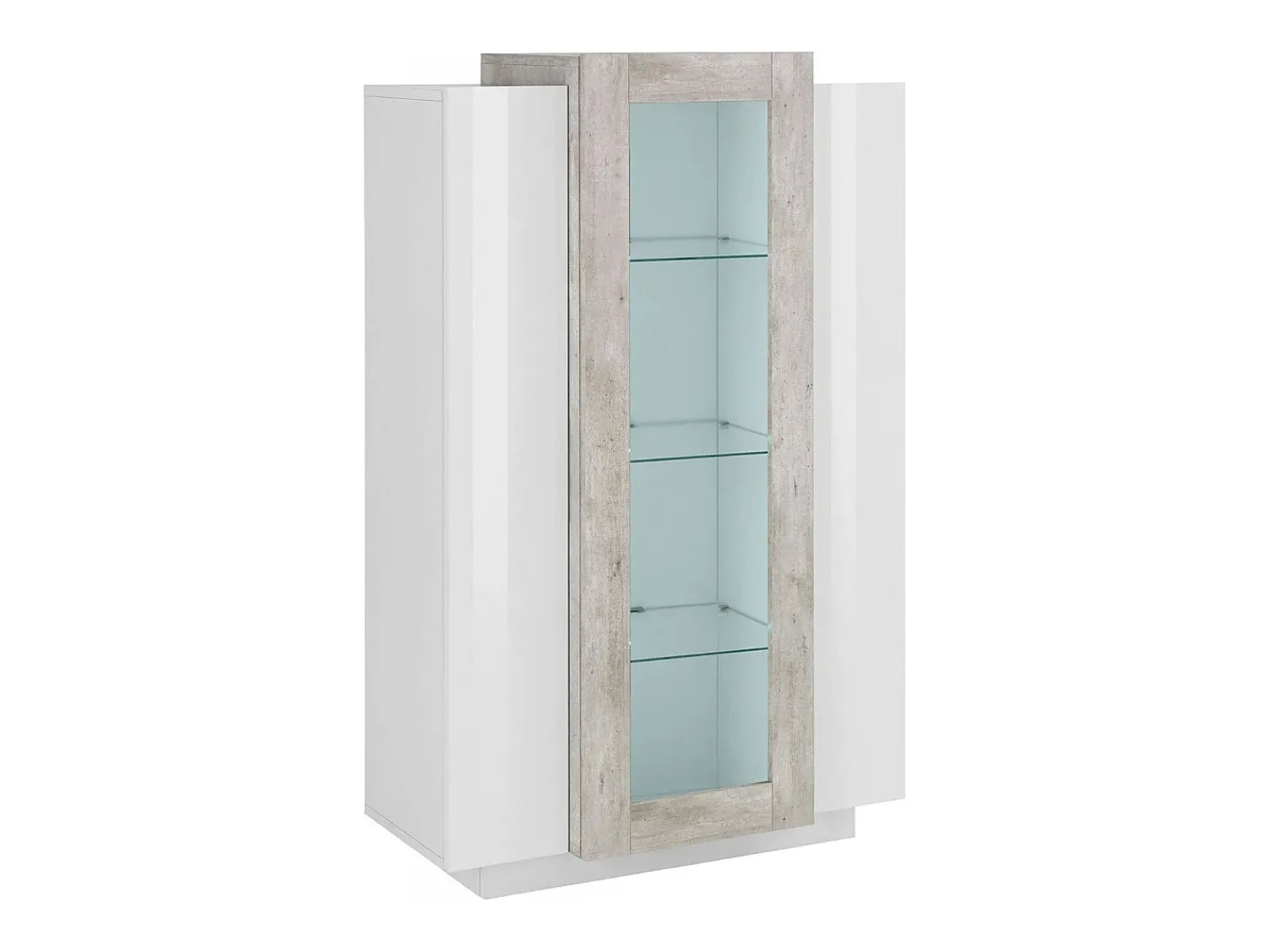 Vitrina|Dmora Vitrine Dfrutt, Aparador com três portas, Móveis de sala multiuso, 100% Fabricado na Itália, 80x38h121 cm, brilhante e concreto Branco