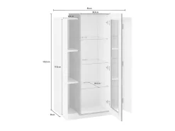 Discount Dmora Vitrine Dfrutt, Aparador com três portas, Móveis de sala multiuso, 100% Fabricado na Itália, 80x38h121 cm, brilhante e ardósia Branco