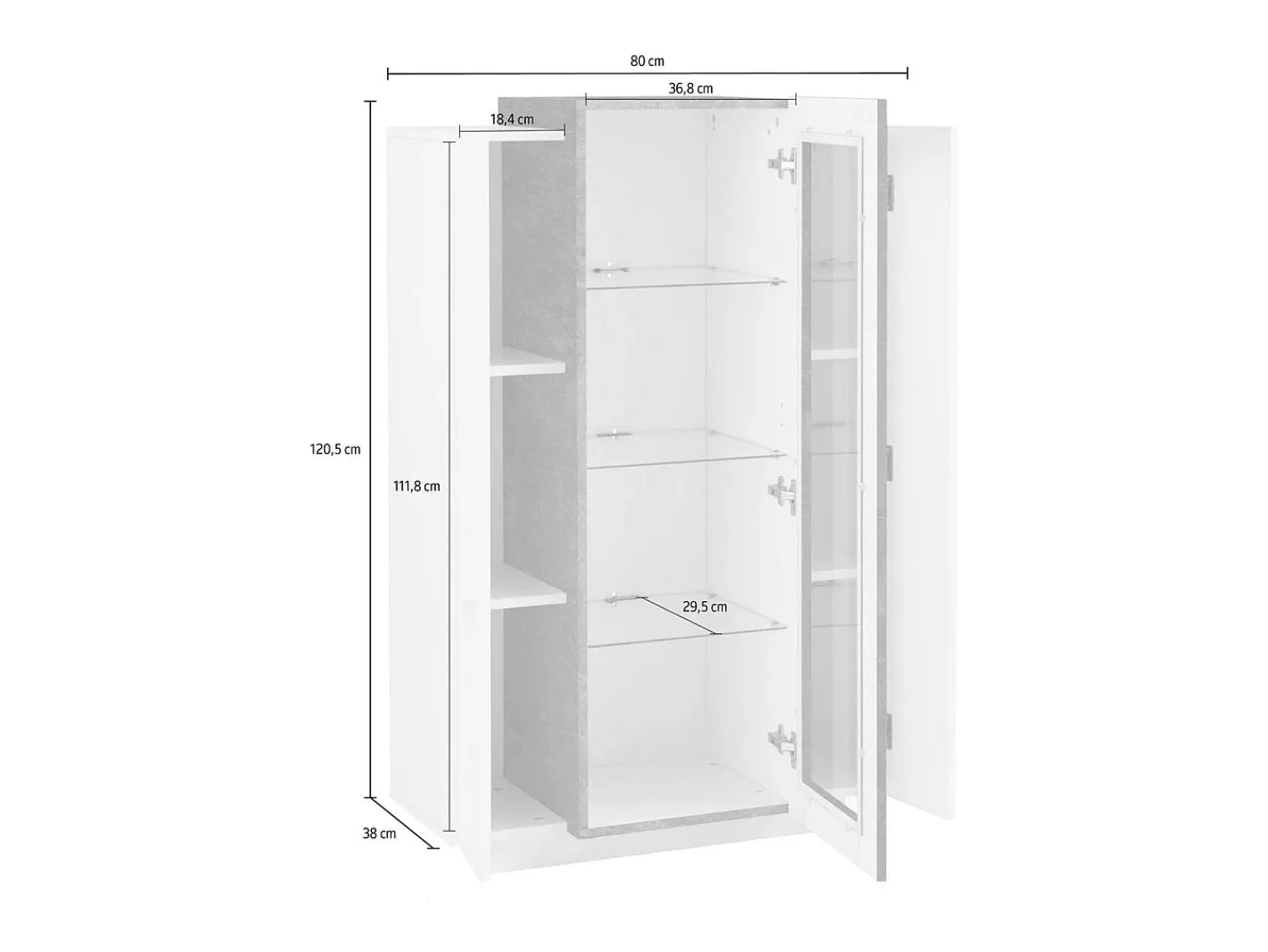 Discount Dmora Vitrine Dfrutt, Aparador com três portas, Móveis de sala multiuso, 100% Fabricado na Itália, 80x38h121 cm, brilhante e ardósia Branco