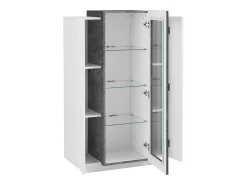 Discount Dmora Vitrine Dfrutt, Aparador com três portas, Móveis de sala multiuso, 100% Fabricado na Itália, 80x38h121 cm, brilhante e ardósia Branco