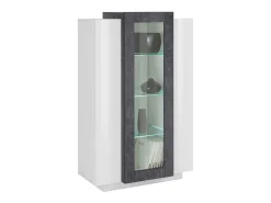 Discount Dmora Vitrine Dfrutt, Aparador com três portas, Móveis de sala multiuso, 100% Fabricado na Itália, 80x38h121 cm, brilhante e ardósia Branco