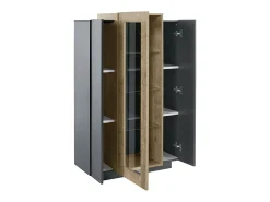Vitrina*Dmora Vitrine Dfrutt, Aparador com três portas, Móveis de sala multiuso, 100% Fabricado na Itália, 80x38h121 cm, Antracite e Bordo Preto