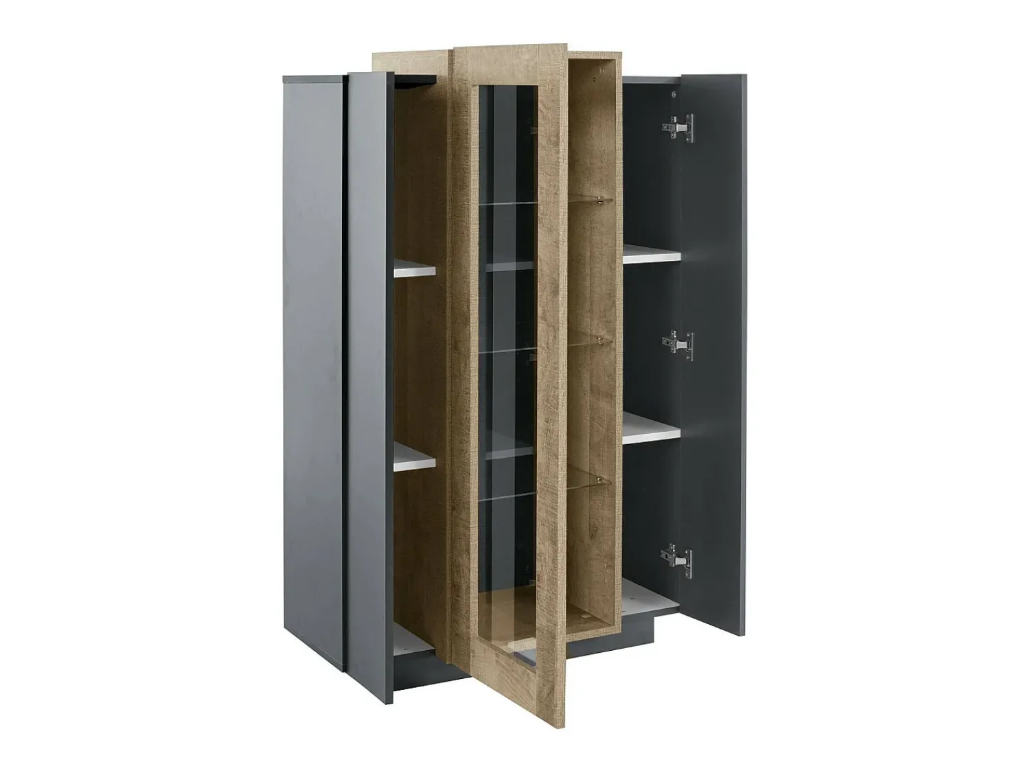 Vitrina*Dmora Vitrine Dfrutt, Aparador com três portas, Móveis de sala multiuso, 100% Fabricado na Itália, 80x38h121 cm, Antracite e Bordo Preto