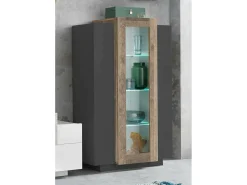 Vitrina*Dmora Vitrine Dfrutt, Aparador com três portas, Móveis de sala multiuso, 100% Fabricado na Itália, 80x38h121 cm, Antracite e Bordo Preto