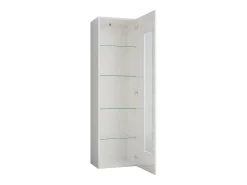 Vitrina|Dmora Vitrine Dizz, Aparador com porta de vidro, Móveis de sala multiuso, 100% Fabricado na Itália, 45x34h162 cm, brilhante Branco