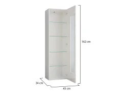 Vitrina|Dmora Vitrine Dizz, Aparador com porta de vidro, Móveis de sala multiuso, 100% Fabricado na Itália, 45x34h162 cm, brilhante Branco