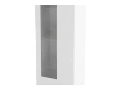 Vitrina|Dmora Vitrine Dizz, Aparador com porta de vidro, Móveis de sala multiuso, 100% Fabricado na Itália, 45x34h162 cm, brilhante Branco