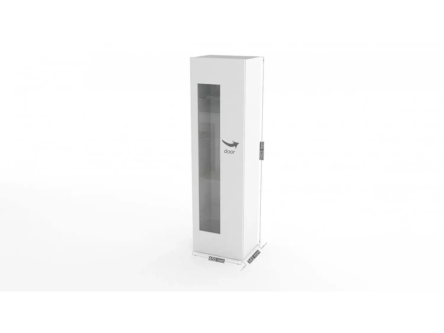 Vitrina|Dmora Vitrine Dizz, Aparador com porta de vidro, Móveis de sala multiuso, 100% Fabricado na Itália, 45x34h162 cm, brilhante Branco