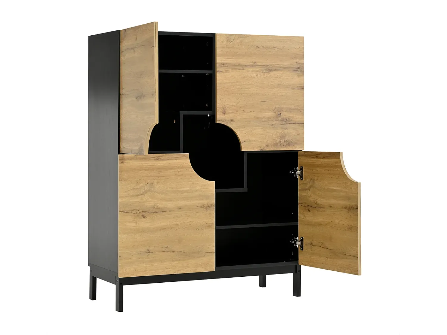 Vitrina* Vitrine e sapateira 2 em 1 – Design moderno com prateleiras ajustáveis e amplo espaço de armazenamento. Preto