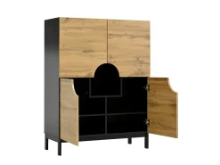 Vitrina* Vitrine e sapateira 2 em 1 – Design moderno com prateleiras ajustáveis e amplo espaço de armazenamento. Preto