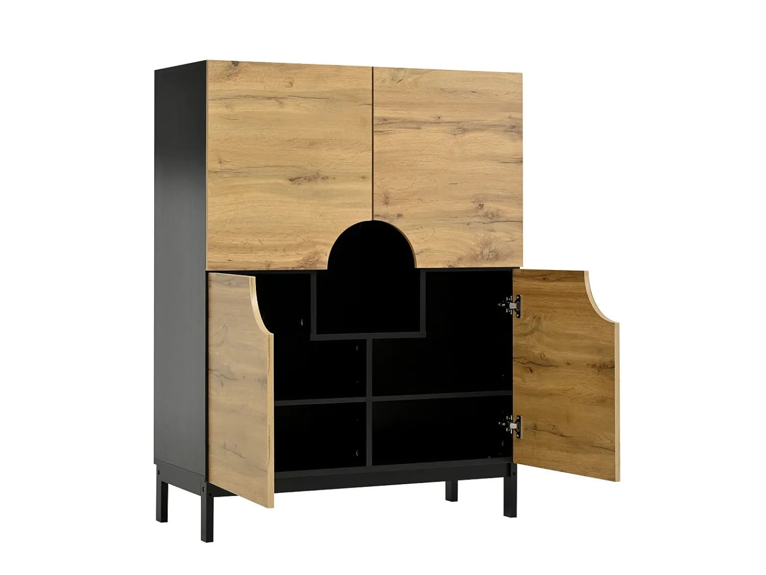 Vitrina* Vitrine e sapateira 2 em 1 – Design moderno com prateleiras ajustáveis e amplo espaço de armazenamento. Preto