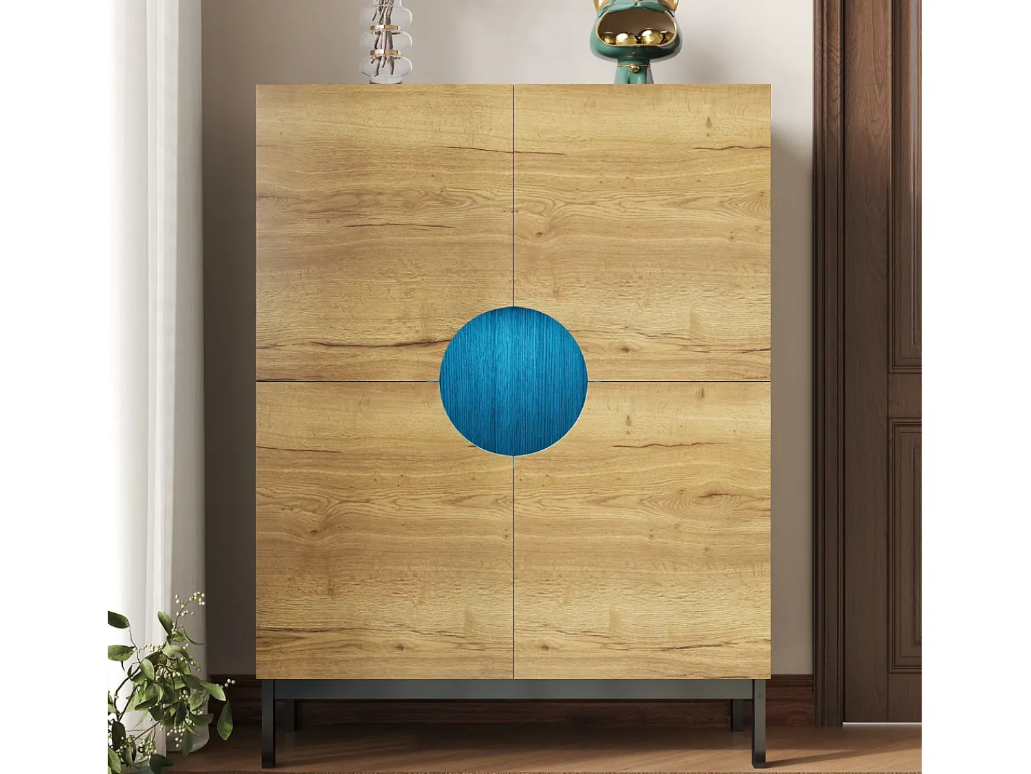 Vitrina* Vitrine e sapateira 2 em 1 – Design moderno com prateleiras ajustáveis e amplo espaço de armazenamento. Preto