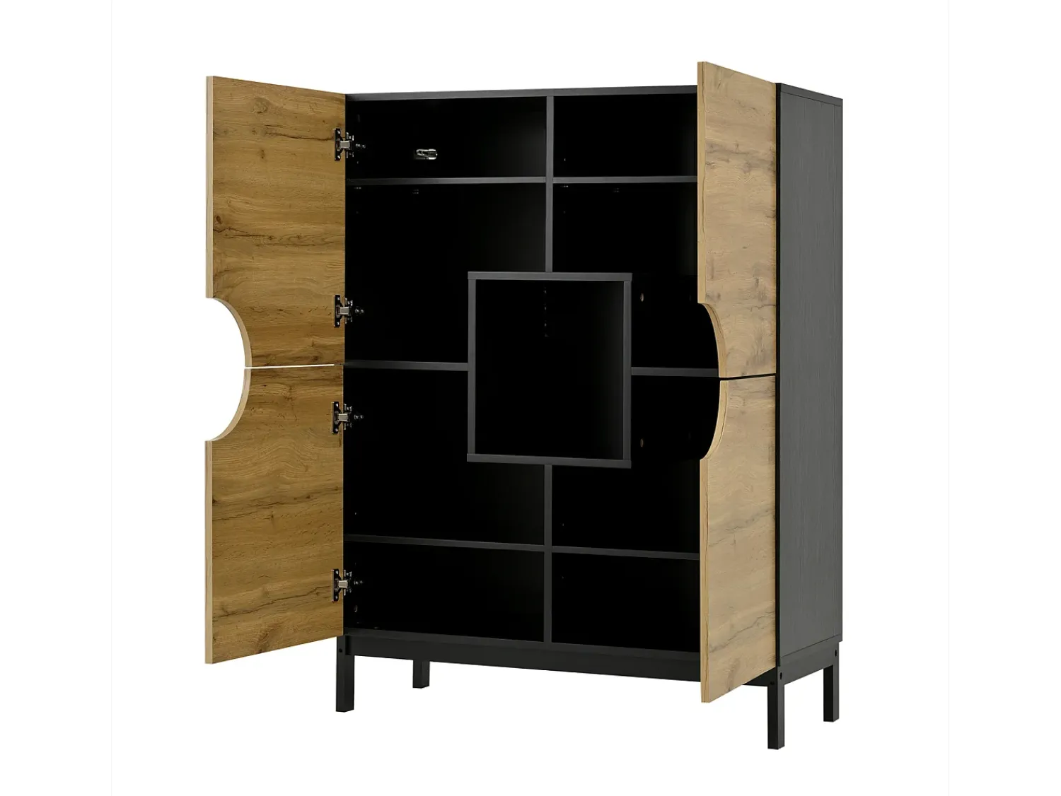 Vitrina* Vitrine e sapateira 2 em 1 – Design moderno com prateleiras ajustáveis e amplo espaço de armazenamento. Preto