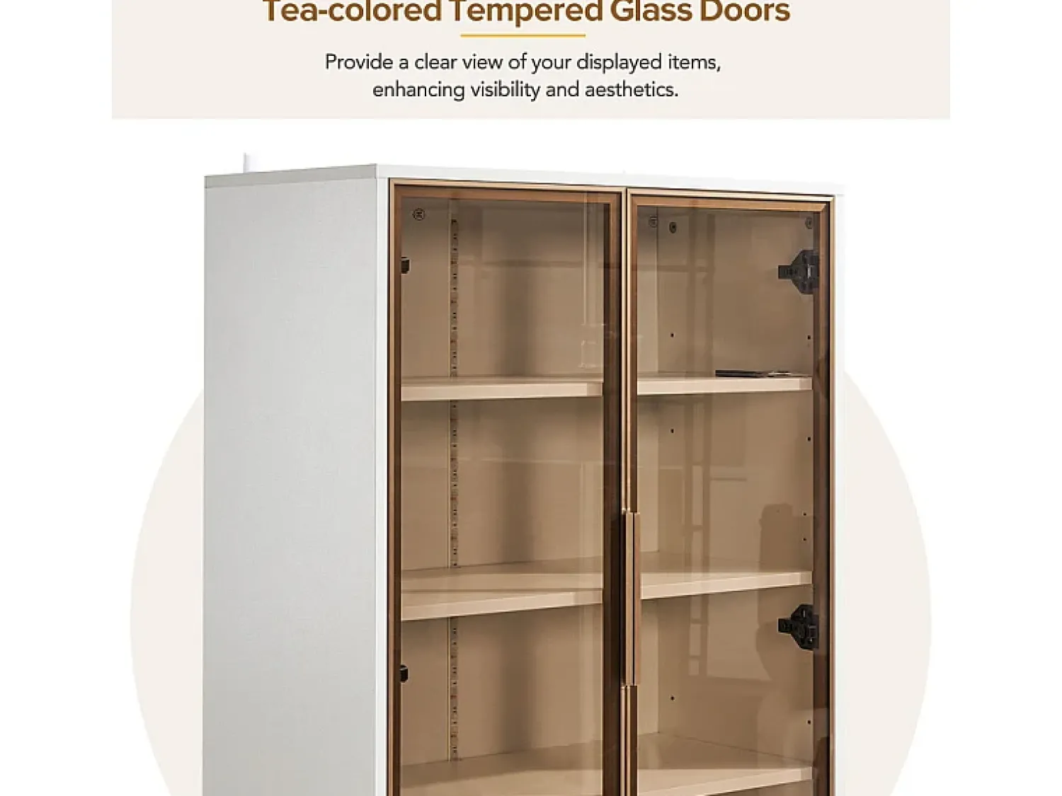 Vitrina|DripeX Vitrine em Vidro 150cm - com LED - 2 Portas e 2 gavetas - prateleiras móveis - 70x35x150cm Branco