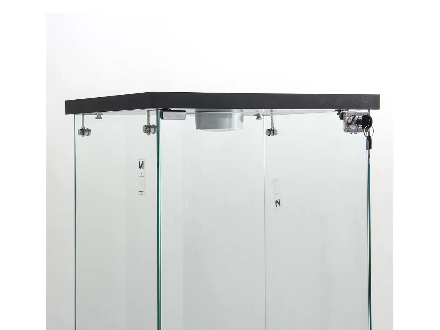 Online Vitrine em vidro 42×36×125cm GARHELPER - 3 prateleiras - 1 porta - Vidro temperado - Luz LED - branco Preto