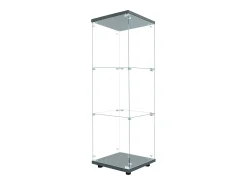 Online Vitrine em vidro 42×36×125cm GARHELPER - 3 prateleiras - 1 porta - Vidro temperado - Luz LED - branco Preto